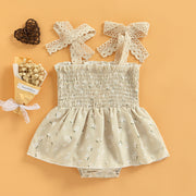 Rosey Lei Flower Printed Sleeveless Tie Up Jumper Dress BABY VIBES & CO.