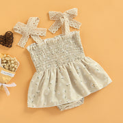 Rosey Lei Flower Printed Sleeveless Tie Up Jumper Dress BABY VIBES & CO.
