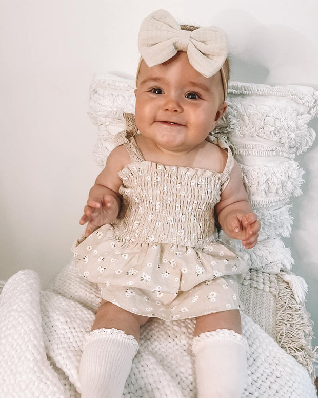 Rosey Lei Flower Printed Sleeveless Tie Up Jumper Dress BABY VIBES & CO.