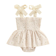 Rosey Lei Flower Printed Sleeveless Tie Up Jumper Dress BABY VIBES & CO.