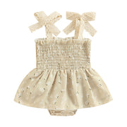 Rosey Lei Flower Printed Sleeveless Tie Up Jumper Dress BABY VIBES & CO.
