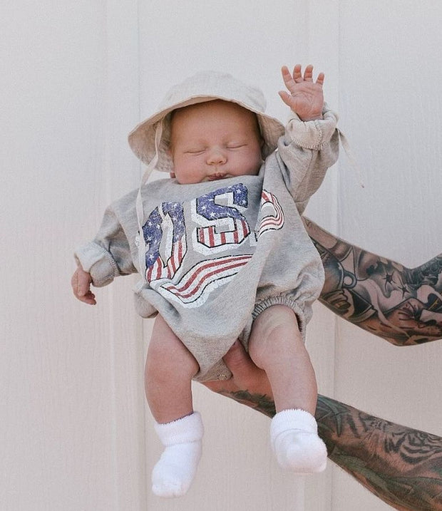 Independence Day Romper 0-24M Letter Printed Short Sleeve USA Baby Jumper BABY VIBES & CO.