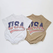 Independence Day Romper 0-24M Letter Printed Short Sleeve USA Baby Jumper BABY VIBES & CO.