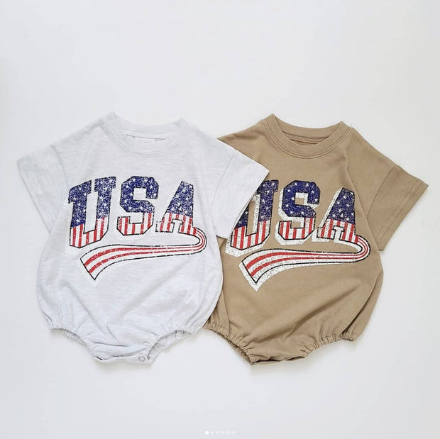 Independence Day Romper 0-24M Letter Printed Short Sleeve USA Baby Jumper BABY VIBES & CO.