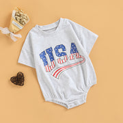 Independence Day Romper 0-24M Letter Printed Short Sleeve USA Baby Jumper BABY VIBES & CO.